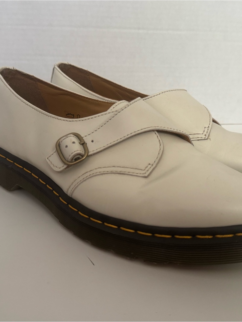 Dr. Martens White Leather Monk Strap Loafers